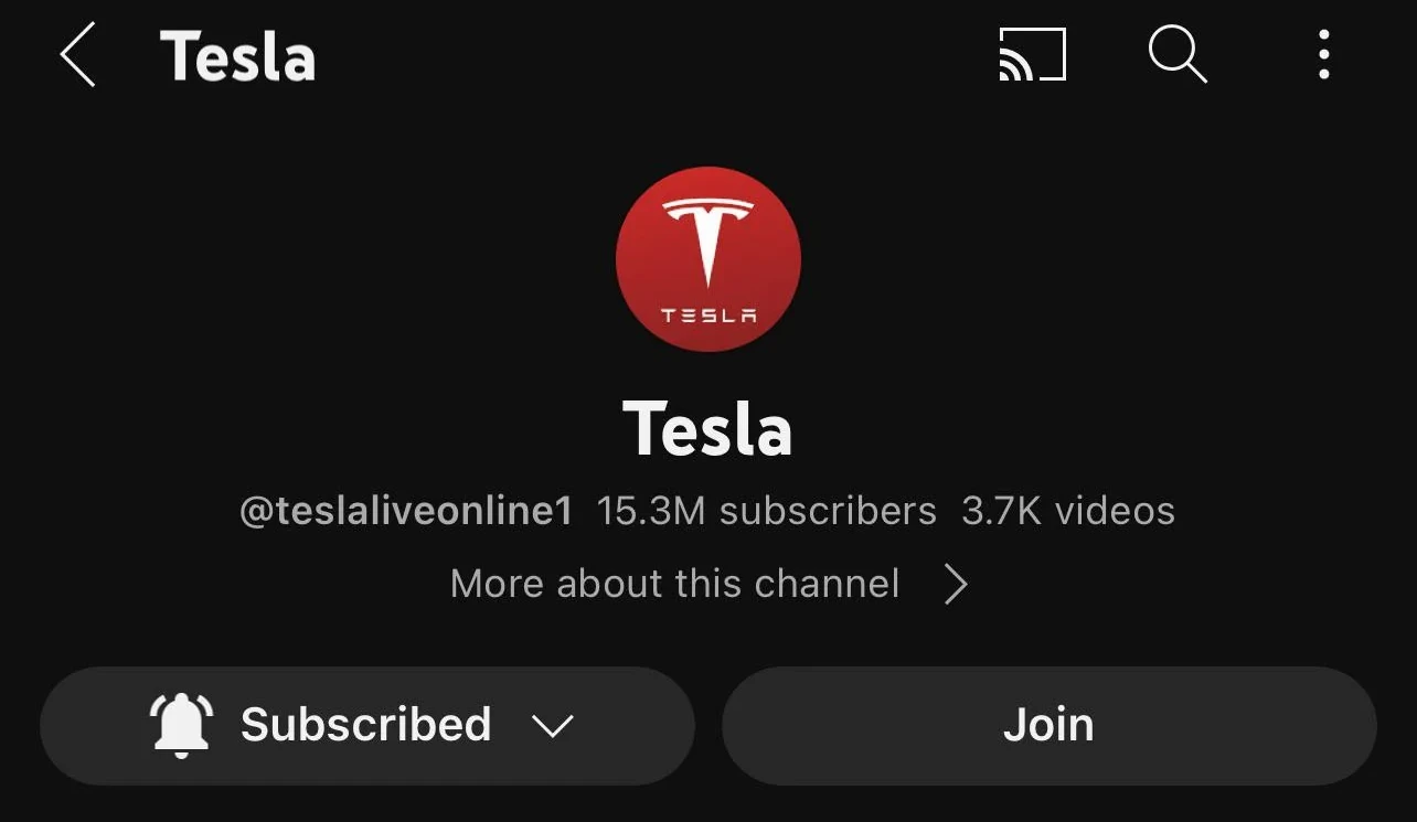 LTT rebranded to fake Tesla account